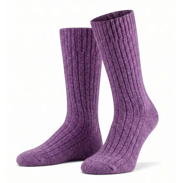 Opi and Max Opi and Max Wollsocken Damen Socken Bio-Wolle & Bio-Baumwolle GOTS Warme Rippstrick, Fuchsie violett, – Produktbild 1 von 2