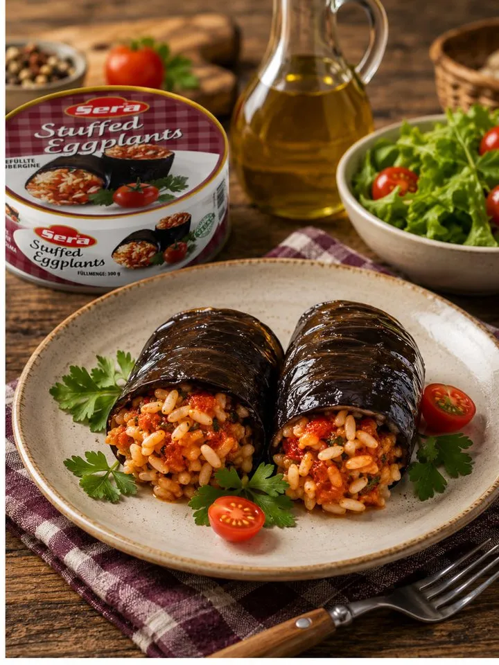 SERA FOOD Fertiggericht Gefüllte Auberginen – mediterran & servierfertig, (Vegane Konserven), Spezialität, servierfertig, vegan/vegetarisch, hochwertige Zutaten – Produktbild 3 von 4