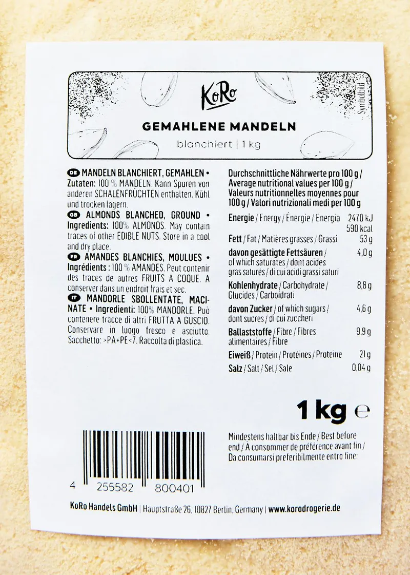 KoRo Gemahlene blanchierte Mandeln 1 kg – Produktbild 3 von 5
