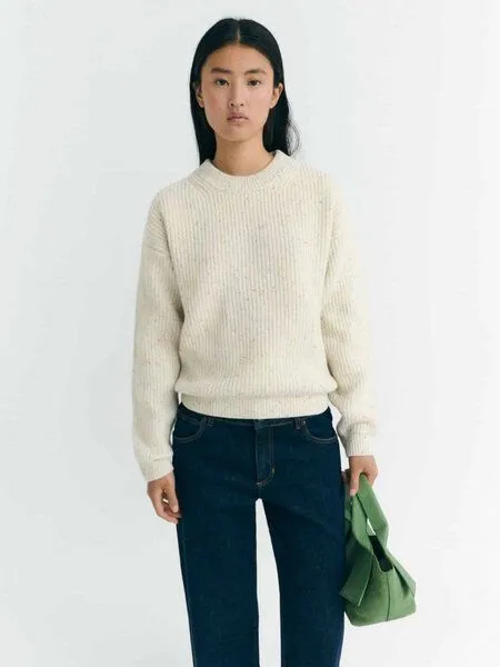 thinking mu thinking mu Damen Pullover - Carmen Knitted Sweater - aus Wolle, Ecru (beige), – Produktbild 1 von 4