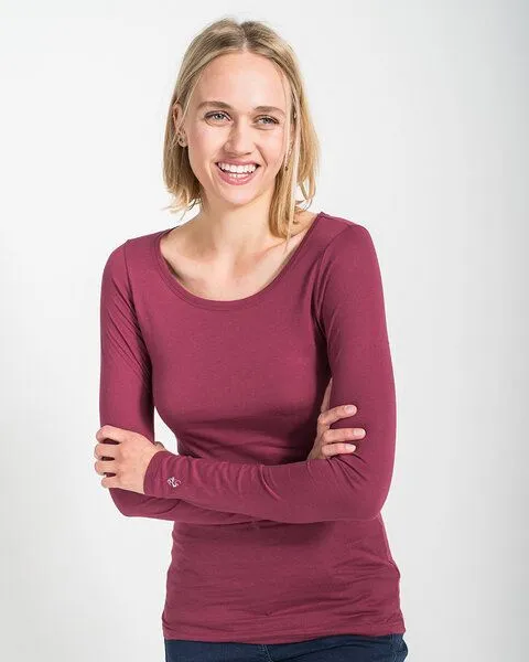 Alma & Lovis Alma & Lovis Langarmshirt aus 100% Bio-Baumwoll-Jersey (kbA) | Pure Shirt, Dunkelrot, – Produktbild 1 von 4