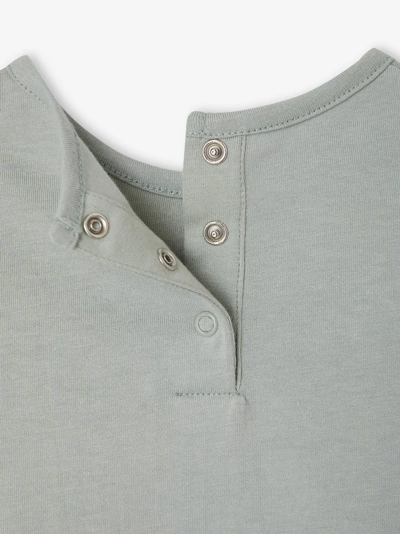 Vertbaudet Vertbaudet Baby Langarmshirt mit Blumenapplikation eis, Eisblau, – Produktbild 3 von 4