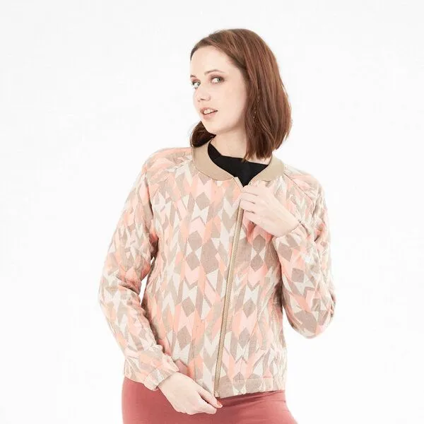 WiDDA berlin WiDDA berlin Blouson Jacke MIA mit hellem Webmuster, Rosa/beige, – Produktbild 2 von 3