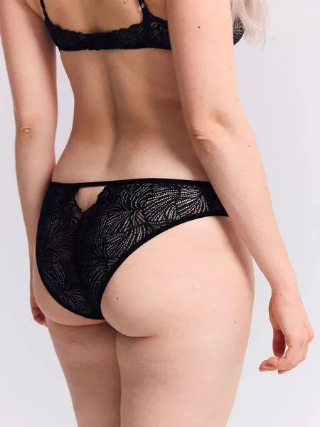 erlich textil erlich textil Fluid Lace Slip mit Spitze aus recyceltem Polyamid, made in Europe, Schwarz, – Produktbild 7 von 8