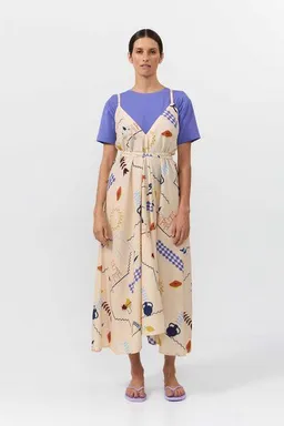 SUITE13LAB Suite13lab Damen-Multipositionskleid midi MP Baumwoll-Leinen im Holiday-Print – Produktbild 1 von 1