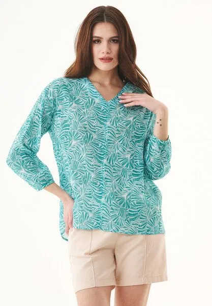 ORGANICATION ORGANICATION Bluse aus Bio-Baumwolle, Grün((emerald flower), – Produktbild 1 von 4