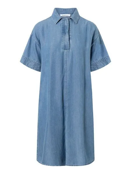 KnowledgeCotton Apparel KnowledgeCotton Apparel Jeans Kleid - A-Shape Denim Dress - aus Tencel, Vintage indigo (blau), – Produktbild 3 von 4