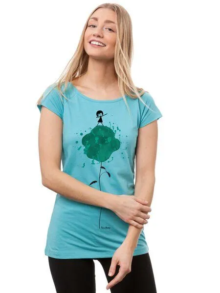 FellHerz FellHerz Damen T-Shirt Dance, Blau, – Produktbild 2 von 5