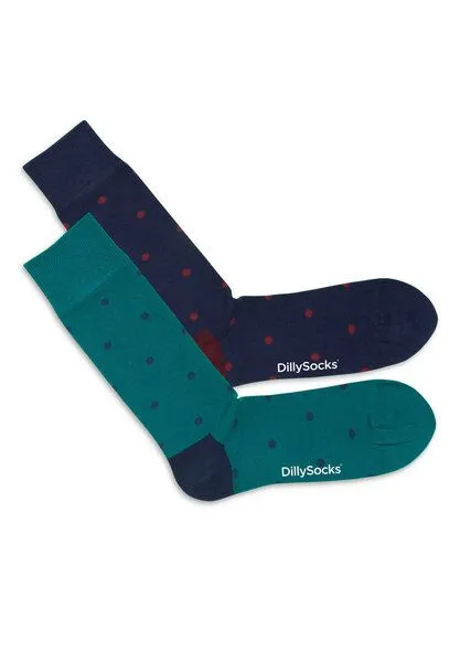 DillySocks DillySocks Socken „Sparse Dots 2er Set“, Petrol - dark blue, – Produktbild 2 von 4
