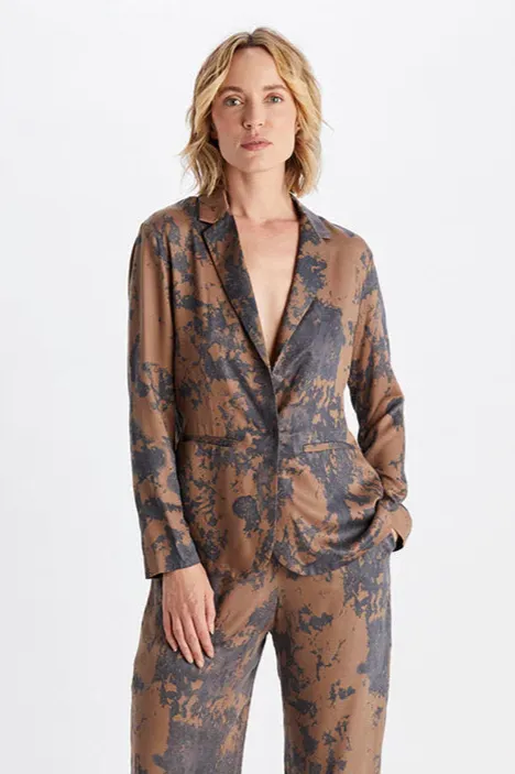 Neu Nomads Neu Nomads Damen vegan Jacke Karlie Marmor Print Braun/Schwarz, Schwarz, – Produktbild 2 von 2