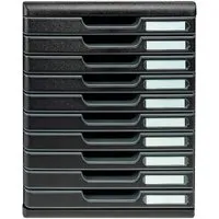 Exacompta Exacompta Schubladenbox Modulo "ECOBlack", DIN A4+, 10 Schubladen geschlossen, schwarz – Produktbild 1 von 1