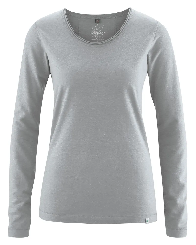 HempAge Hempage Damen vegan Langarm T-Shirt Rock Grau, Grau, – Produktbild 1 von 2