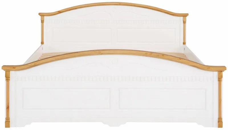 OTTO home Massivholzbett Graz, hohe Belastbarkeit, klassischer Landhausstil, FSC® zertifiziert (Breite/Belastbarkeit 180cm/220 KG, 90cm/=120KG), mit dekorativen Fräsungen, inklusive Lattenrost, Weiß, – Produktbild 4 von 8