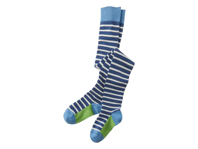 grödo Kinder Strumpfhose jeansblau-geringelt Gr.1-2, Weiß, blau, – Produktbild 1 von 1
