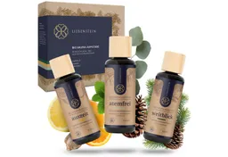 Liebenstein Sauna-Aufgussset Wohlfühl-Trio Duftöle mit naturreinen ätherischen Ölen (erfrischendes Sauna Aufgussöl, 3-tlg) 3 Bio Saunaaufgüsse à 100 ml – Produktbild 1 von 1