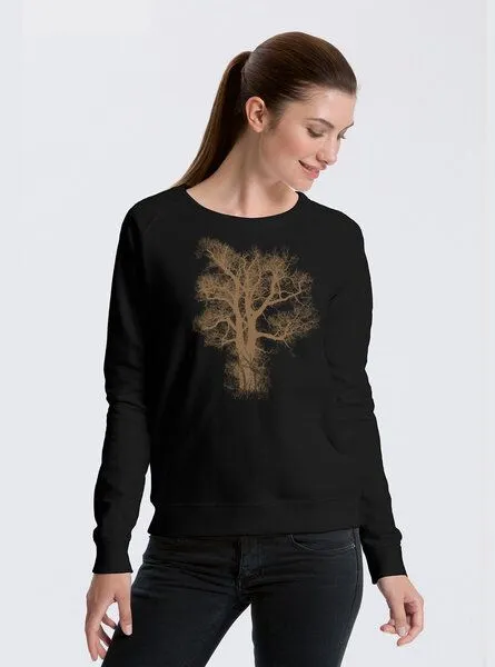 Peaces.bio - handbedruckte Biomode Peaces.bio - handbedruckte Biomode Bio Damen-Sweatshirt Chestnut, Schwarz, – Produktbild 1 von 1
