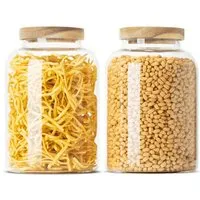 Econovo Econovo Große Vorratsgläser mit Holzdeckel | 1600ml (Set 2-tlg.) | Kollektion Oval – Produktbild 1 von 1