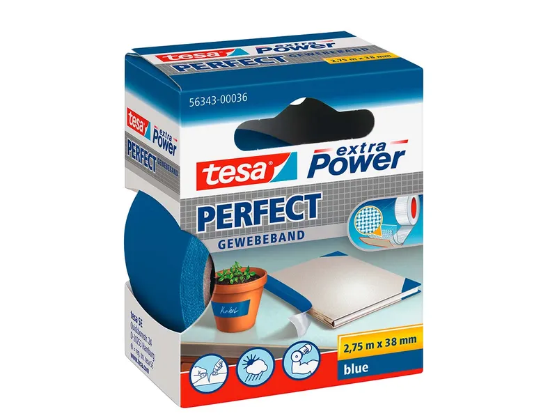 Tesa Tesa Gewebeband 2,75m x 38mm blau – Produktbild 2 von 3