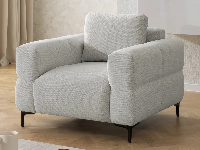 S-Style Möbel Polstergarnitur 3+2+1 Cardea in Bubble-Optik aus weichem Strukturstoff, mit Wellenfederung und hohem Sitzkomfort, Grau, – Produktbild 4 von 5