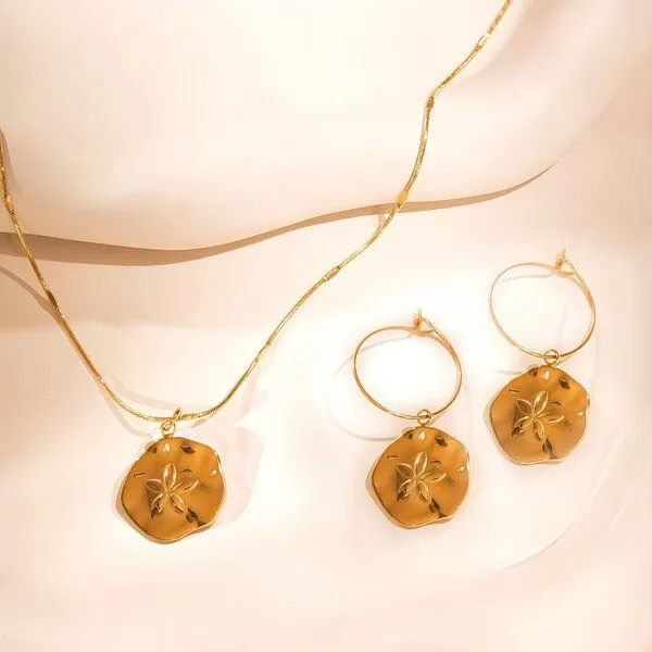 ELEKTROPULLI ELEKTROPULLI Kette 1mm schmal mit Anhänger, Set mit Ohrringen, Gold, – Produktbild 1 von 8