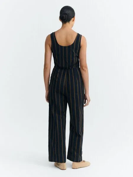 thinking mu thinking mu Damen Jumpsuit - Raflesia Seersucker - aus Bio-Baumwolle, Portbou (dunkelblau), – Produktbild 2 von 3