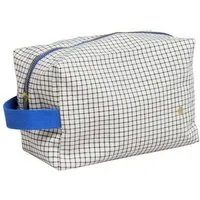 La Cerise sur le Gâteau La Cerise sur le Gâteau Cube Kulturtasche | Kosmetiktasche aus Bio-Baumwolle, Schwarz-weiß kariert mit blau, – Produktbild 1 von 1
