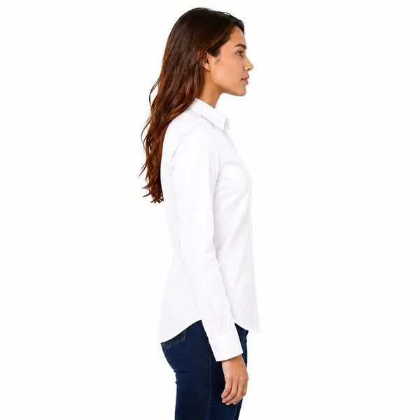 Bruno Barella Bruno Barella Damen Business Hemdbluse aus ägäischer Bio-Baumwolle – Regular Fit mit Brusttasche, Weiss, – Produktbild 2 von 4