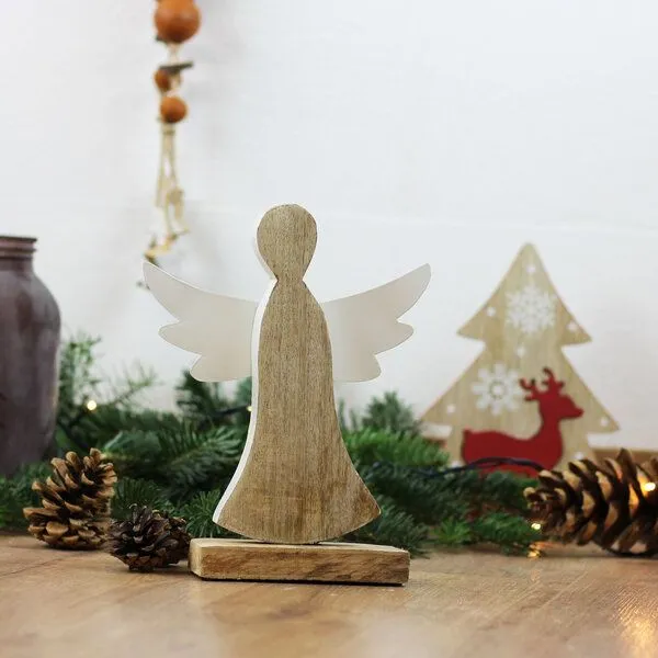 Mitienda Shop Mitienda Shop Engel Holz Weihnachtsdeko 21cm – Produktbild 3 von 3