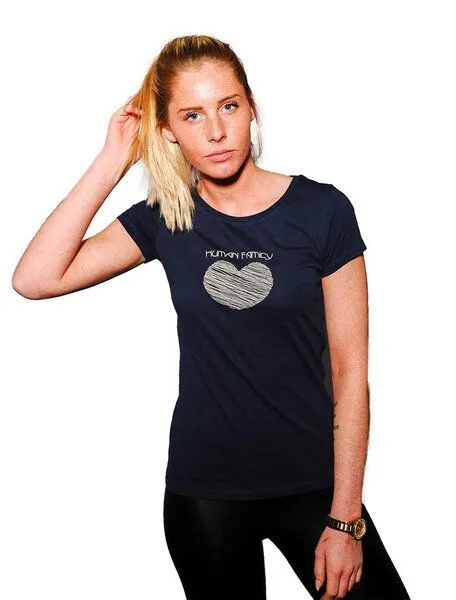 Human Family Human Family- Bio Shirt "Believe Big Heart", Navy, – Produktbild 1 von 4