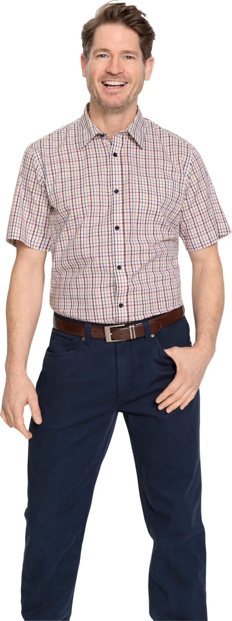 marco donati Kurzarm-Hemd marine-bordeaux, Marine-bordeaux, – Produktbild 2 von 2