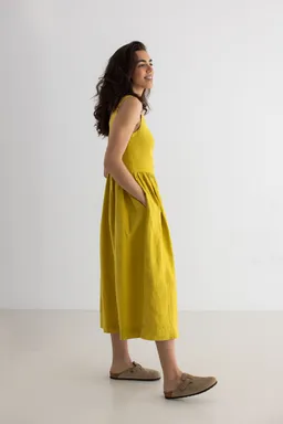 TWOTHIRDS TWOTHIRDS Damen vegan Kleid Formentera Golden Green – Produktbild 1 von 1