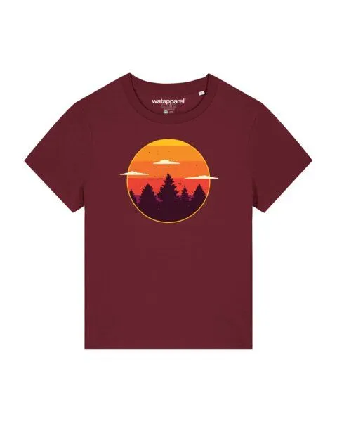 watapparel watapparel T-Shirt Frauen Sunset forest, Burgundy, – Produktbild 1 von 3