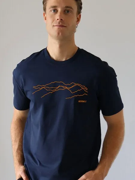 Kultgut Kultgut Artdesign - Biofair Shirt / Bergwelt, Dunkelblau, – Produktbild 2 von 4