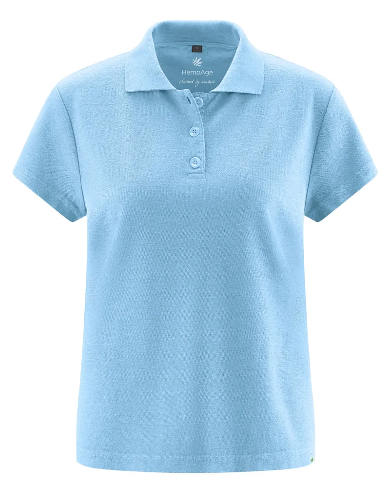 HempAge Hempage Damen vegan Polohemd Gletscherblau, Blau, – Produktbild 1 von 2