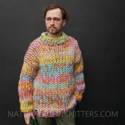 PANAPUFA PANAPUFA 100% Wolle mehrfarbig Männerpullover Grobstrick Chunky – Produktbild 1 von 1