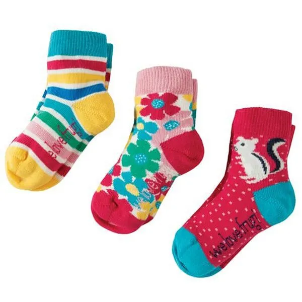 Frugi Frugi Socken Streifenhörnchen 3 Pack - Little Socks Chipmunk Multipack – Produktbild 1 von 2
