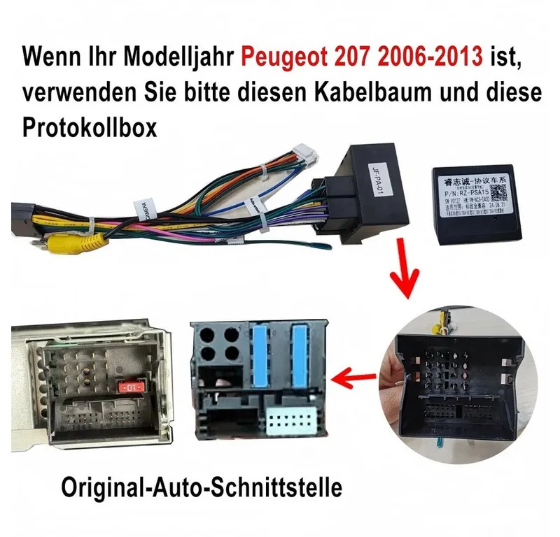 ESSGOO Für Peugeot 207 CC Carplay Navi WiFi Bluetooth Autoradio (RDS, Digitalradio (DAB), FM), Schwarz, – Produktbild 5 von 5