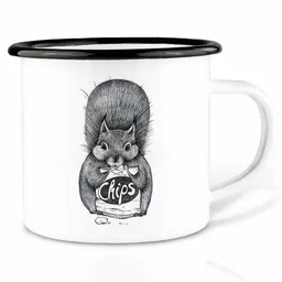 LIGARTI Emailletasse »Chipseichhörnchen« von LIGARTI | 300 oder 500 ml | handveredelt in Deutschland | Cup, Kaffeetasse, Emaillebecher, Camping Becher – Produktbild 1 von 1