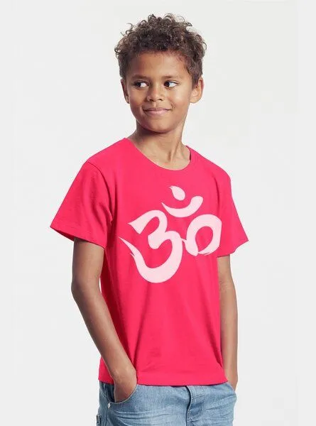 Peaces.bio - handbedruckte Biomode Peaces.bio - handbedruckte Biomode Bio-Kinder T-Shirt Om, Pink, – Produktbild 2 von 2