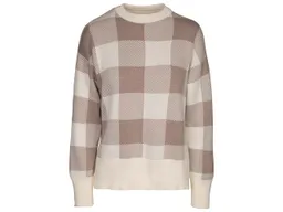MELA MELA Bio-Damen-Jacquard-Strickpullover "FAIZA" mit Seitenschlitzen, mushroom/cream, Gr. S – Produktbild 1 von 1