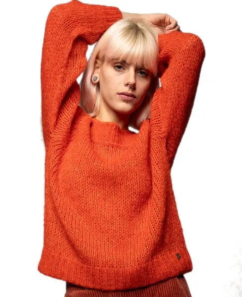 Alma & Lovis Alma & Lovis flauschiger Pullover aus Alpaka und Baumwolle, Rot, – Produktbild 2 von 4
