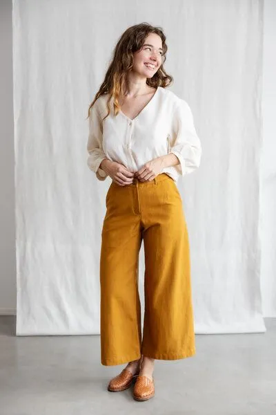 Jyoti - Fair Works Jyoti - Fair Works Bio-Baumwoll Culotte Hemani, Curry, – Produktbild 1 von 4