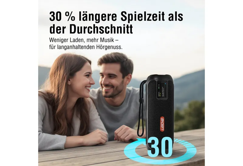 Leicke Leicke Tragbarer Bluetooth Lautsprecher mit FM Digitalradio (DAB) (4500mAh Akku, RGB-LED Lichter, 10W Stereo-Sound,Equalizer), Schwarz, – Produktbild 3 von 5