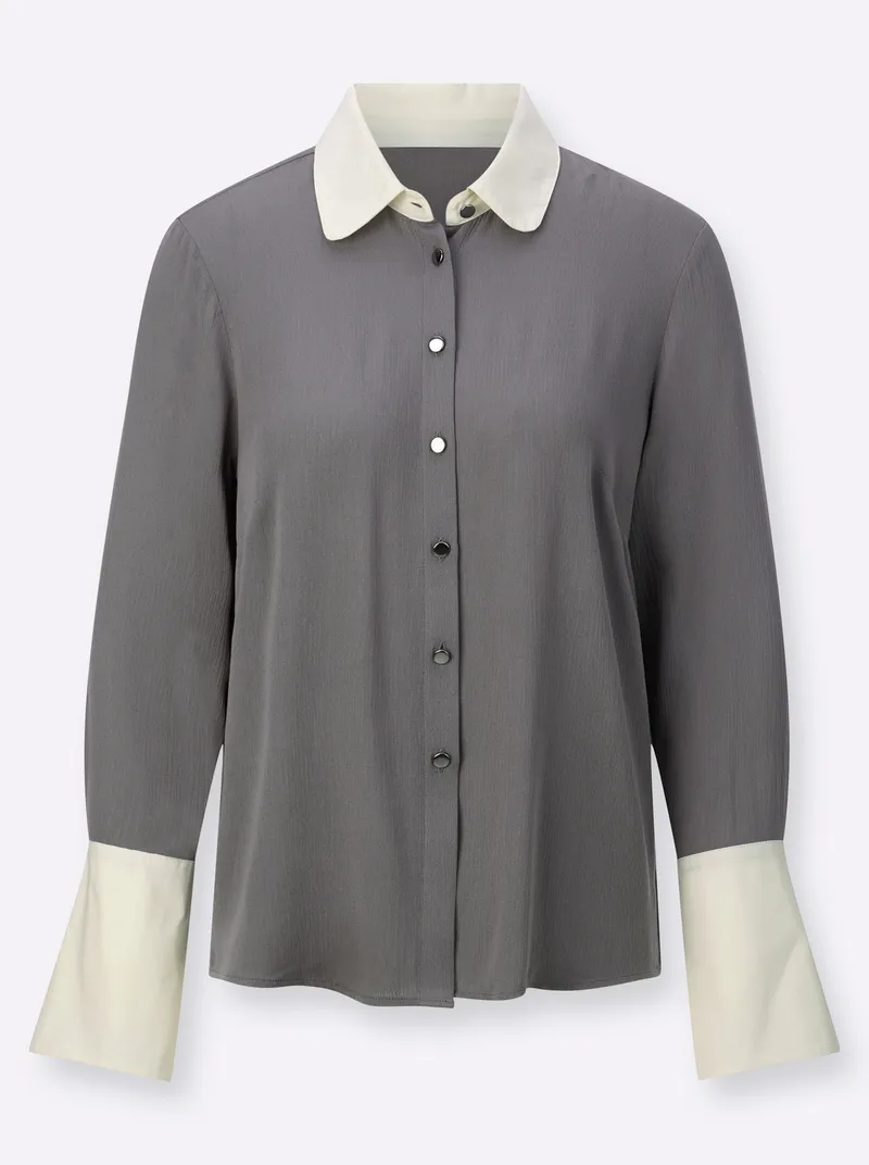 Witt Klassische Bluse, Anthrazit-ecru-gemustert, – Produktbild 1 von 2