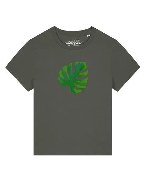 watapparel watapparel T-Shirt Frauen Monstera 2.0, Khaki, – Produktbild 1 von 2