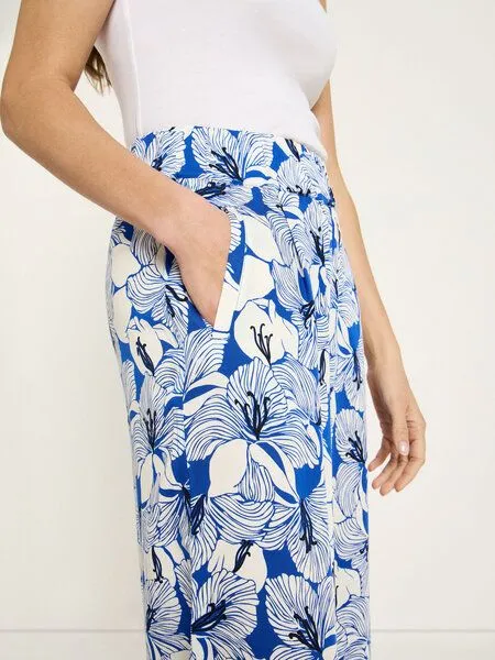 LANIUS LANIUS Hose mit weitem Bein aus TENCEL, Print bloom lapis, – Produktbild 2 von 3