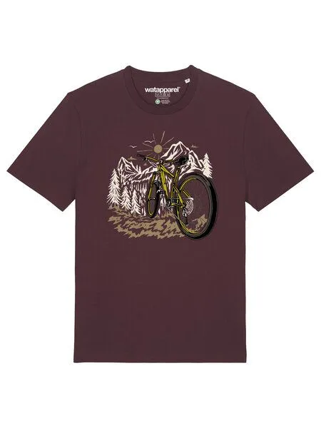 watapparel watapparel T-Shirt Unisex Mountainbike und Berge, Red brown, – Produktbild 2 von 3