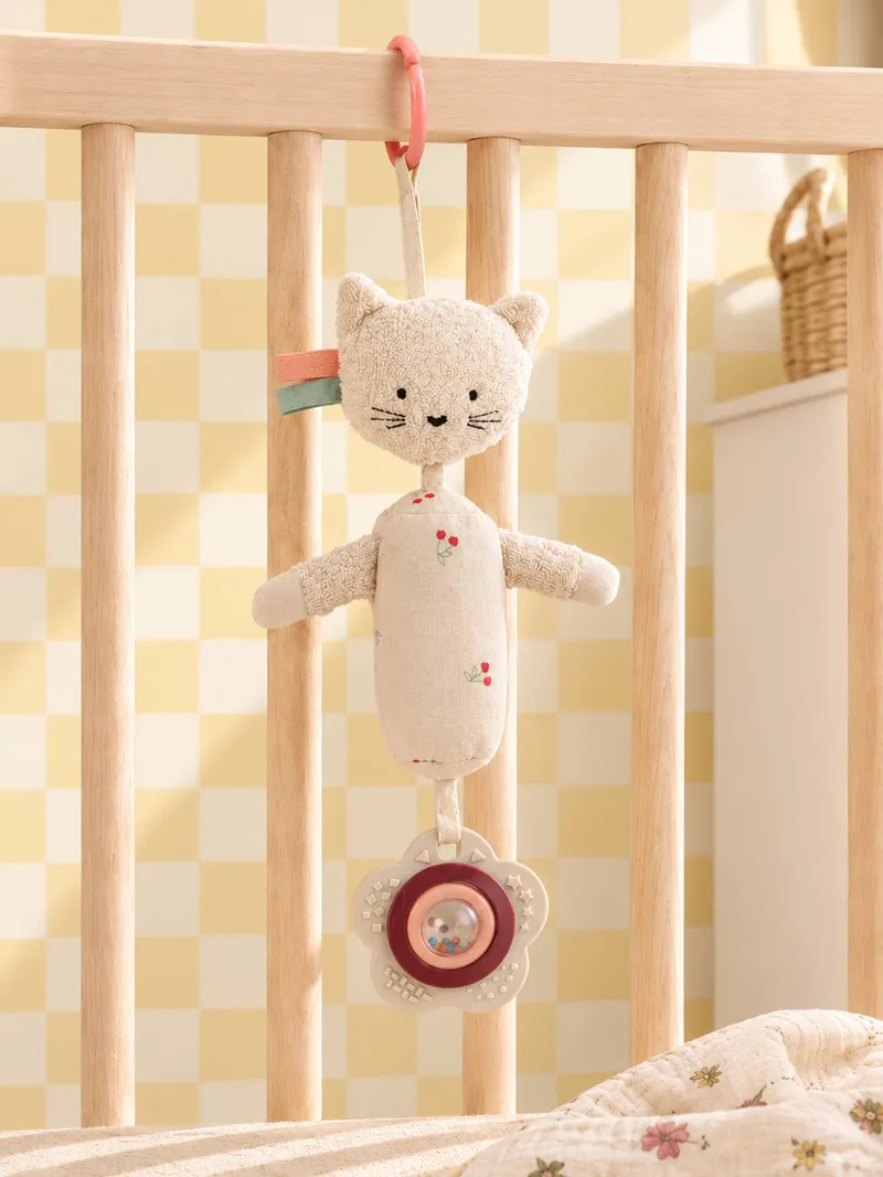 Vertbaudet Baby Activity-Katze zum Aufhängen CHERRY, Rot, – Produktbild 1 von 4