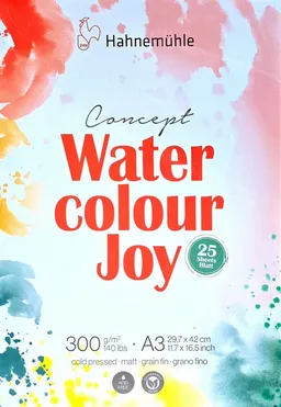 Hahnemühle Hahnemühle Aquarellpapier Hahnemühle Water Colour Joy 25 Blatt DIN A3 300 g/m², für Aquarelltechniken – Produktbild 1 von 1
