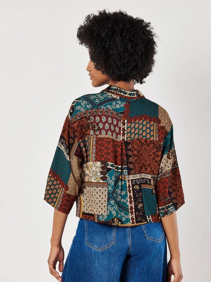 Apricot Apricot T-Shirt Patchwork-Paisley-Shirt in Box-Fit, Rot, – Produktbild 5 von 5